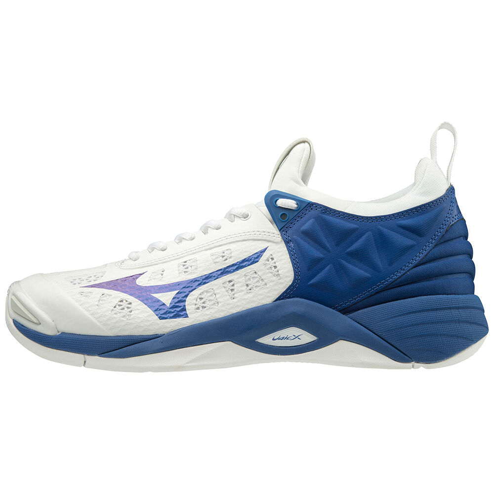 Mens Mizuno WAVE MOMENTUM Volleyball Shoes White/ Blue Philippines (ZOWJQP523)